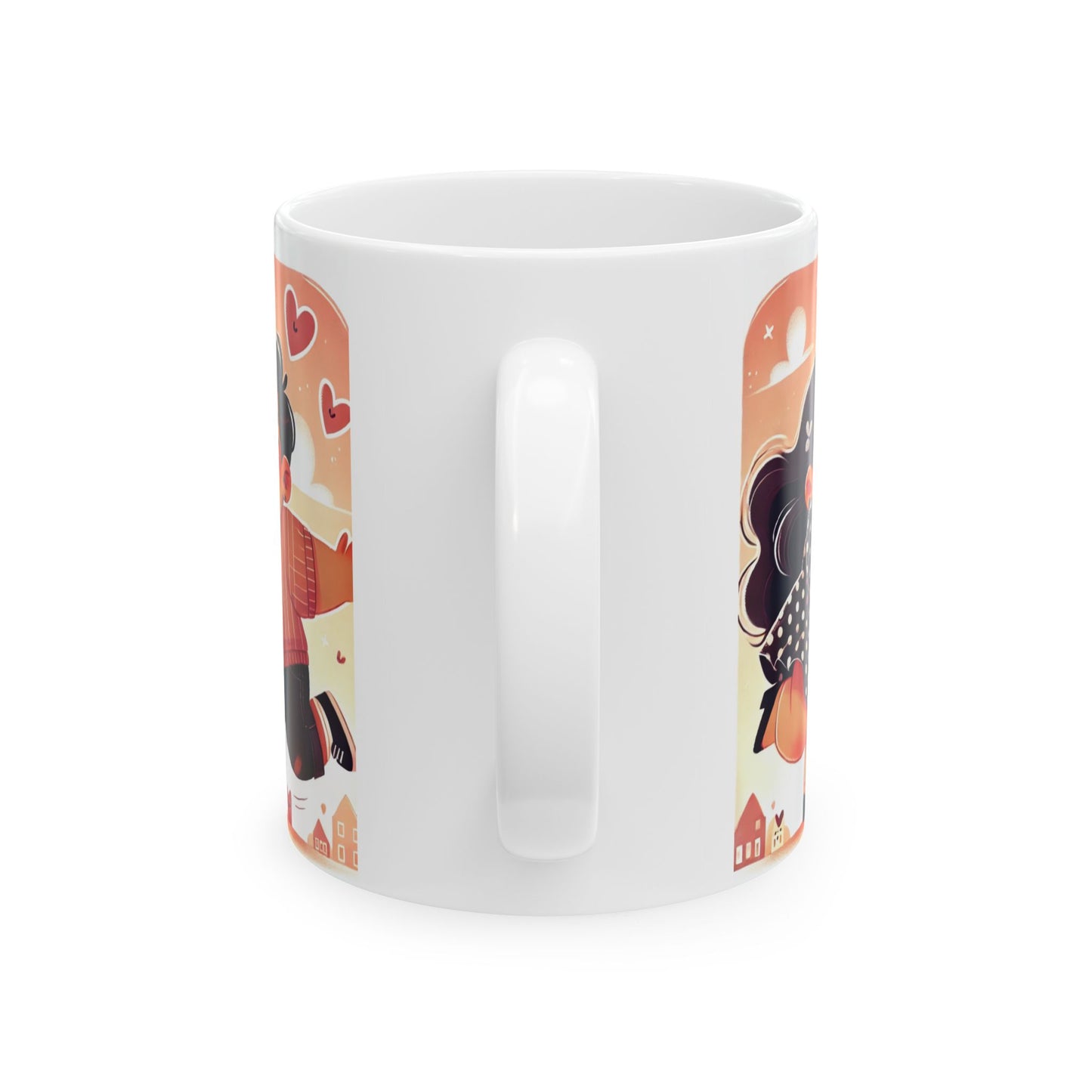 Love Story Ceramic Mug – Cute Cartoon Lovers Design | Perfect Gift for Valentine's Day