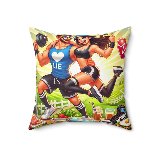 Fitness Lovers Decorative Pillow - "I ♥ Lie" Square Cushion