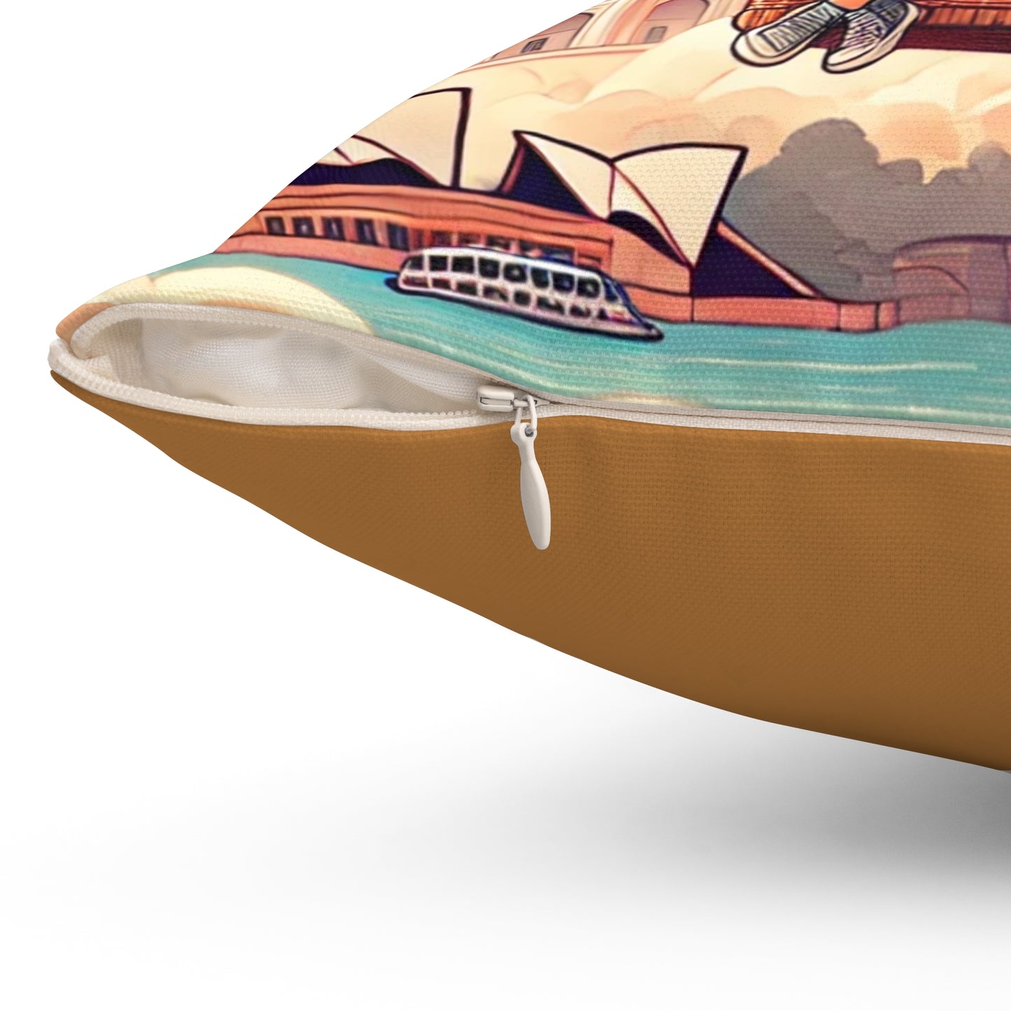 Romantic Hot Air Balloon Pillow - Cozy Spun Polyester Square Cushion for Couples