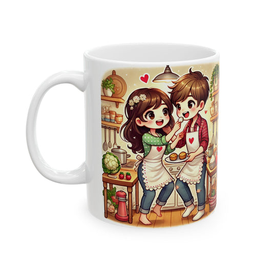 Cute Kitchen Lovers Ceramic Mug - 11oz & 15oz - Perfect Gift for Foodies & Couples