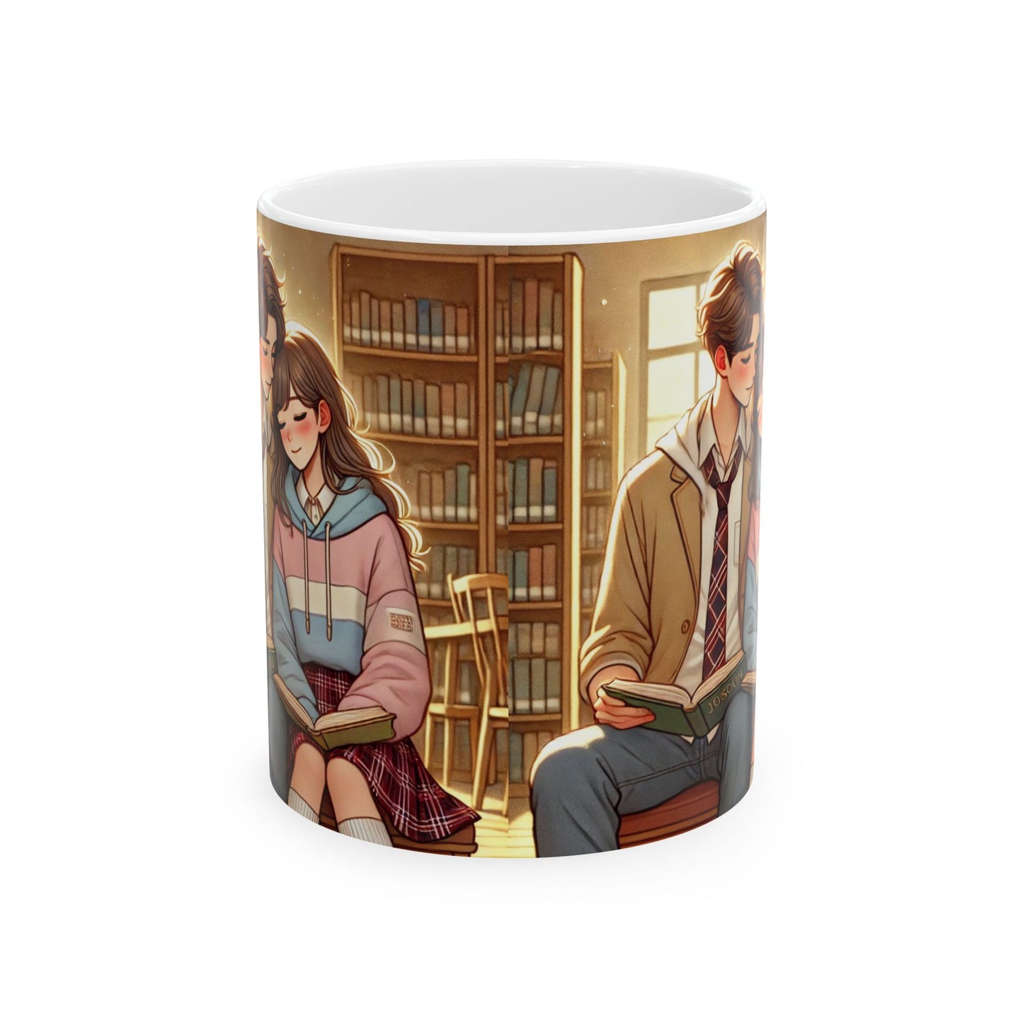 Cozy Book Lovers Ceramic Mug - Cute Library Scene - 11oz & 15oz