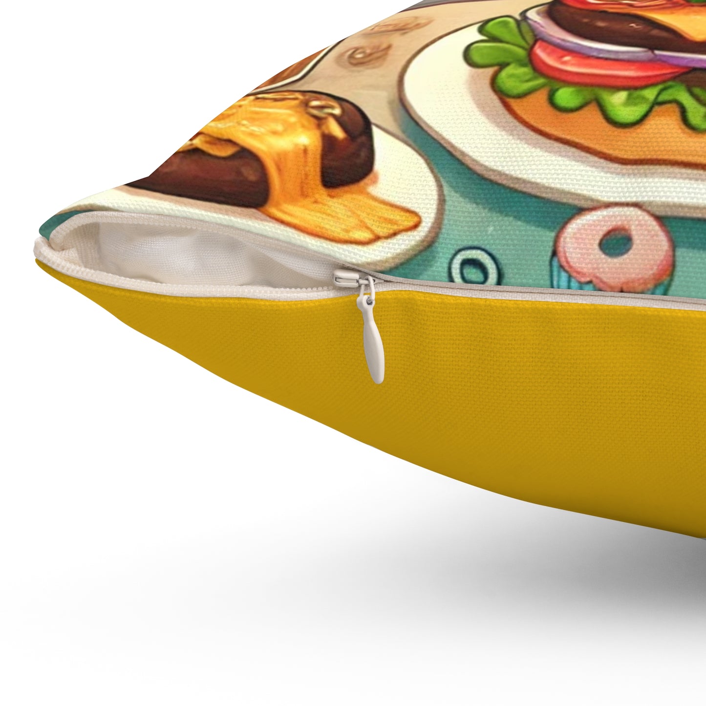 Cute Foodie Love Pillow - Cozy Square Cushion for Home Decor