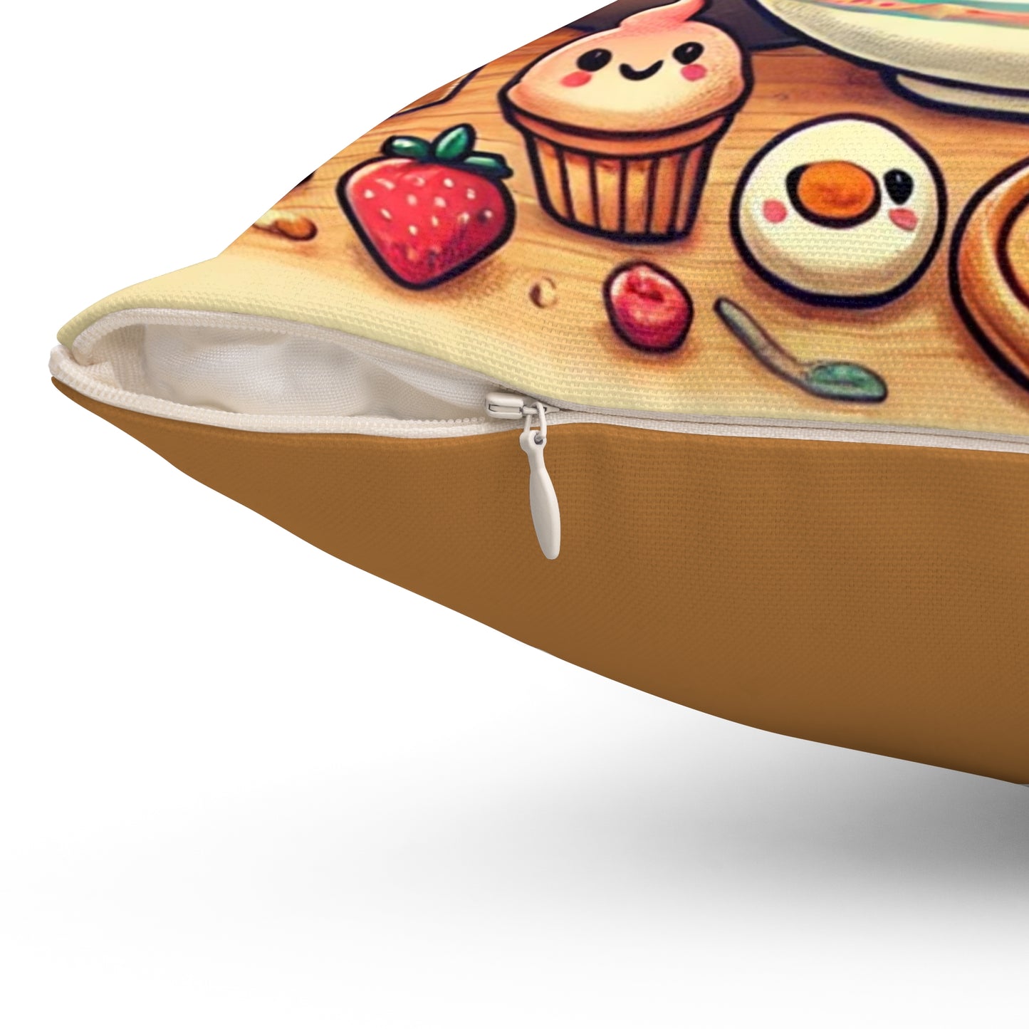 Cute Foodie Square Pillow – "Served Fresh" Design
