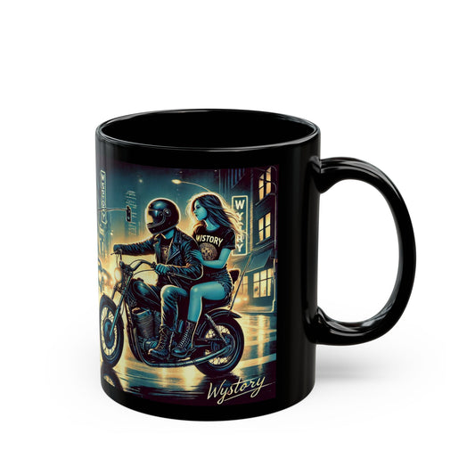 Retro Motorcycle Love Mug - 11oz & 15oz Black Coffee Cup