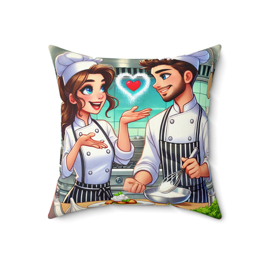 Cute Chef Love Square Pillow – Cozy Home Decor for Foodies
