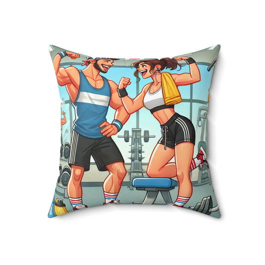 Motivational Gym Decor Pillow - Workout Couple Design