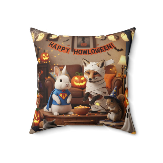 Halloween Themed Square Pillow, Cozy Home Decor, Fall Gift, Spooky Cushions, Autumn Vibes, Seasonal Accent Pillows, Fun Decor
