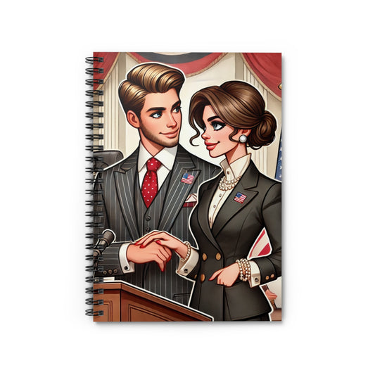 Political Romance Spiral Notebook - Ruled Line with Charming Couple Design