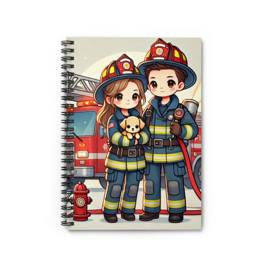 Cute Firefighter Spiral Notebook - Ruled Line for Kids & Adults