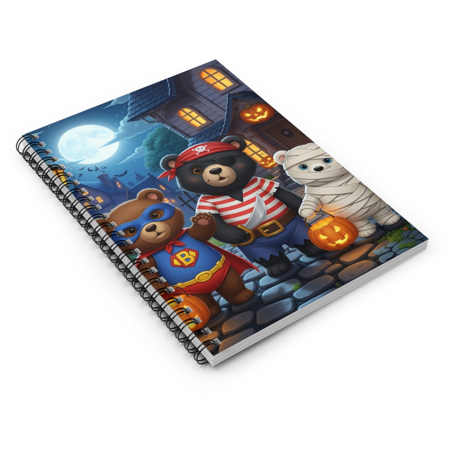 Halloween Themed Spiral Notebook - Cute Bear Designs, Trick or Treat, Superhero Bears, Fun Gift Idea, Study Supplies, Journaling, Kids [...]