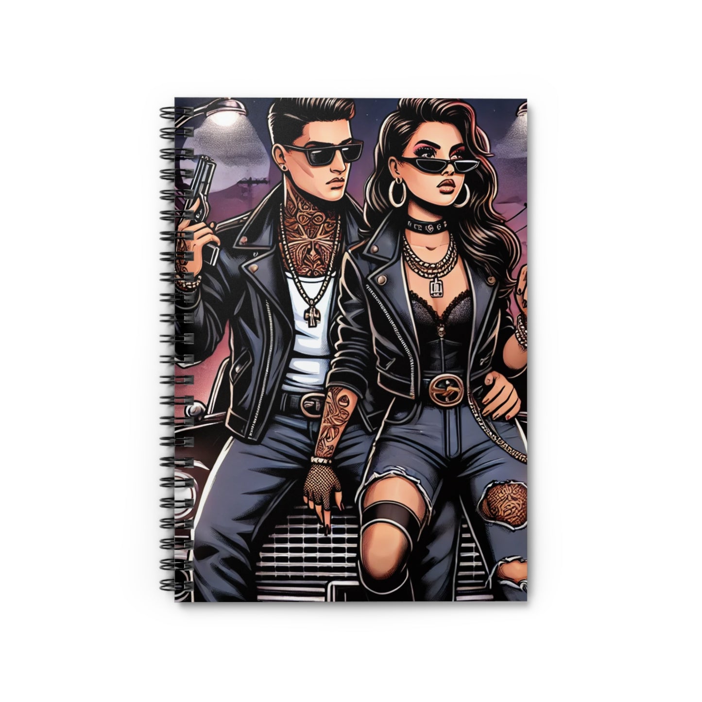 Rebel Vibes Spiral Notebook - Ruled Line with Edgy Couple Design