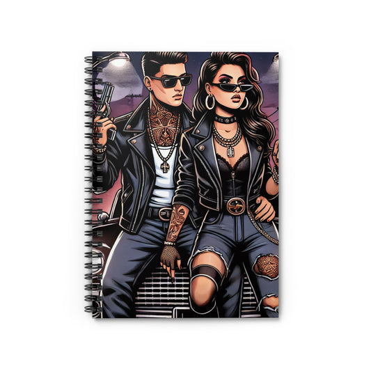 Rebel Vibes Spiral Notebook - Ruled Line with Edgy Couple Design