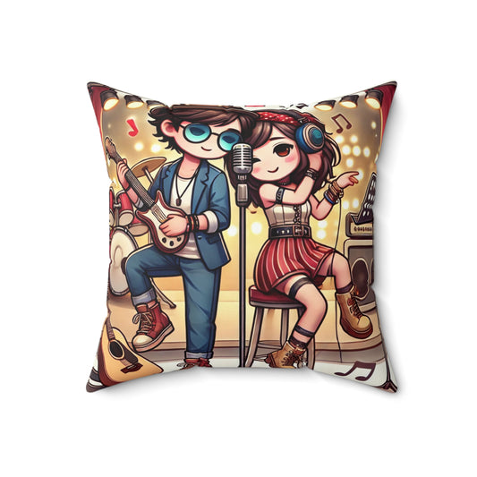 Music-Themed Decorative Pillow - Cozy Square Cushion for Music Lovers