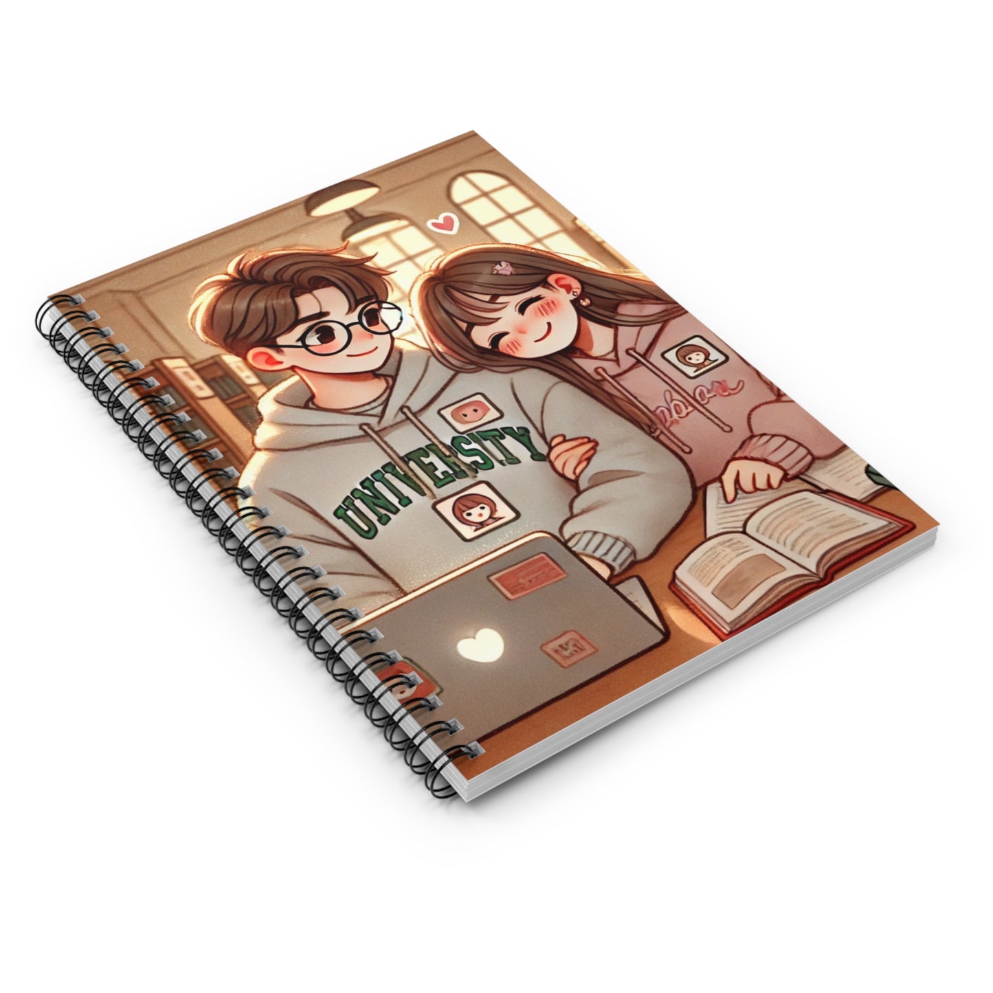 Cute Illustrated Spiral Notebook for Students - Ruled Lines