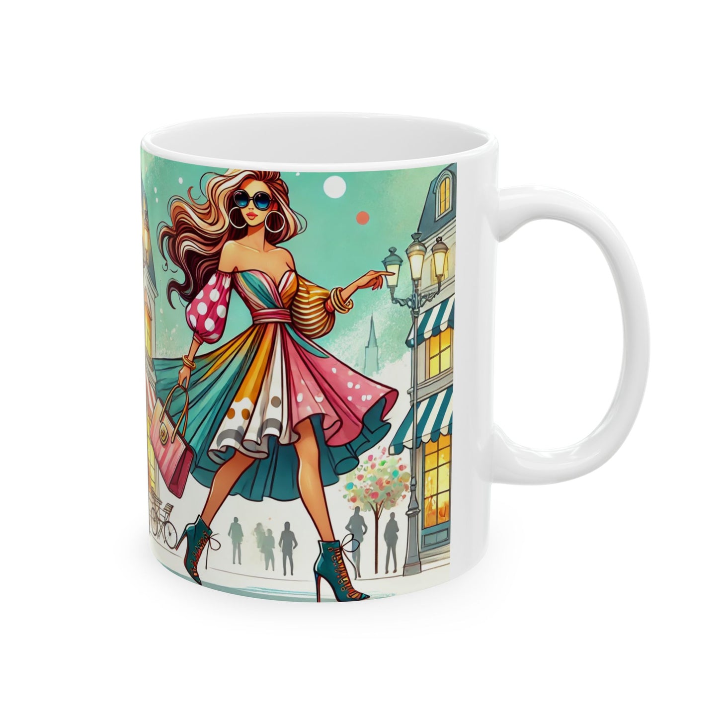 Chic Fashionista Ceramic Mug - Stylish Coffee Cup for Fashion Lovers
