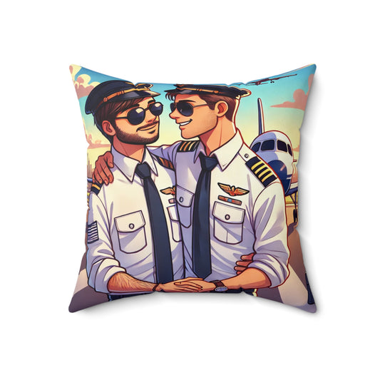 Love in the Skies | Pilot Couples Square Pillow