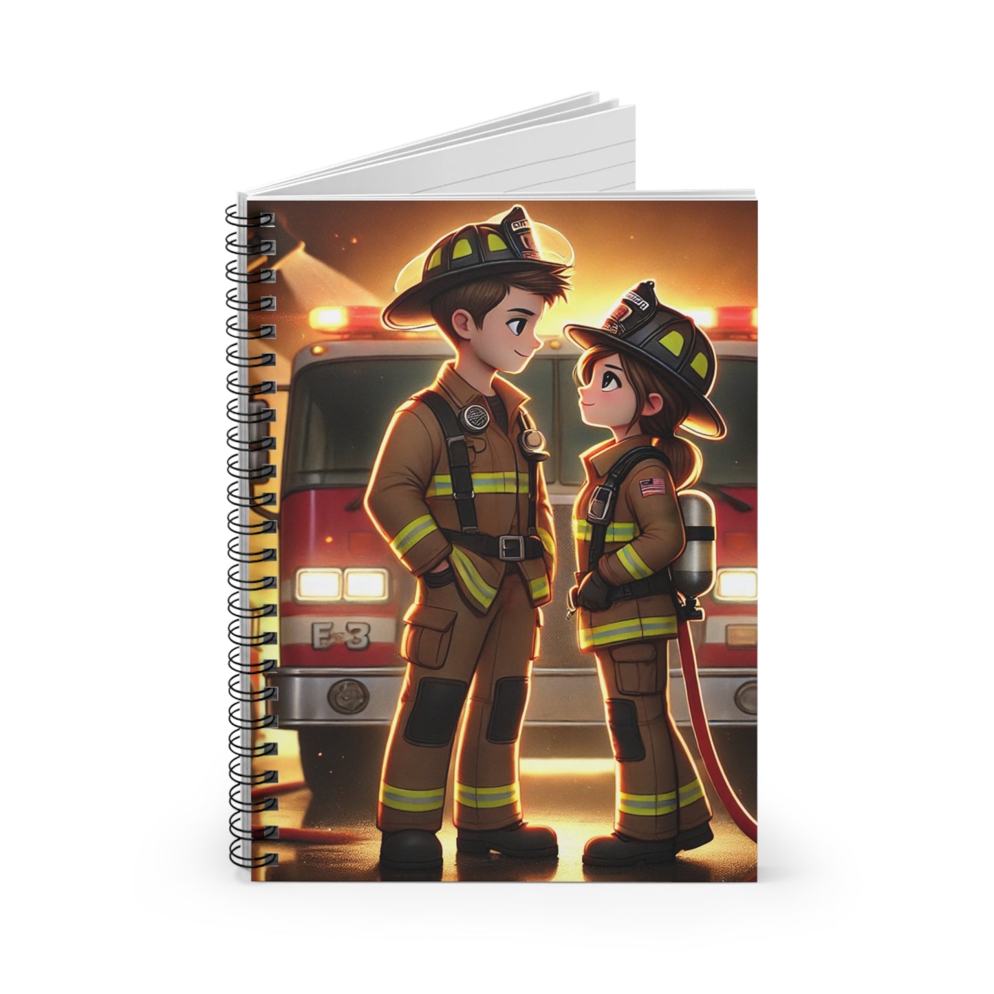 Firefighter Romance Spiral Notebook - Ruled Line for Kids and Adults