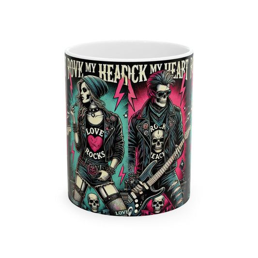 Rock & Love Graphic Ceramic Mug - Perfect Gift for Music Lovers