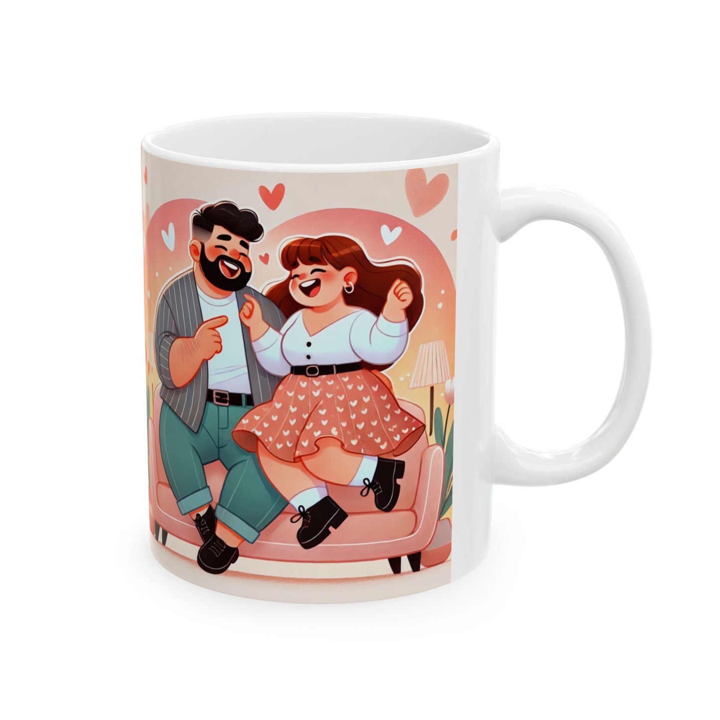 Romantic Couple Ceramic Mug - Cute Love Themed Coffee Cup (11oz, 15oz)