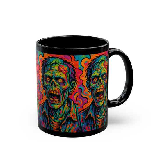 Vibrant Zombie Mug, Halloween Coffee Cup, Spooky Gift, Colorful Skull Mug, Unique Halloween Decor, Party Favor