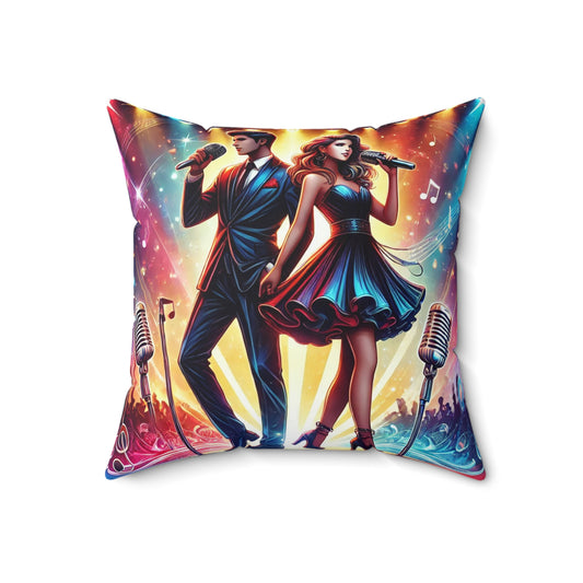 Retro Music Duo Decorative Pillow - Ideal for Home and Concert Lovers