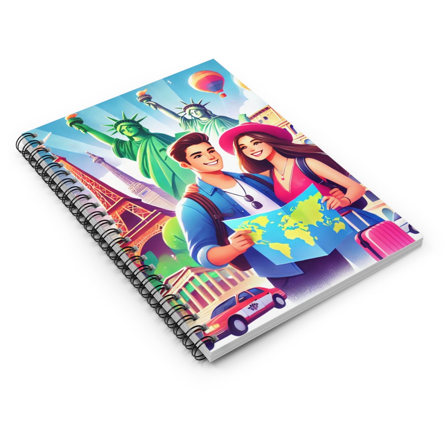 Travel Adventure Spiral Notebook - Ruled Lines with Vibrant Explorer Design