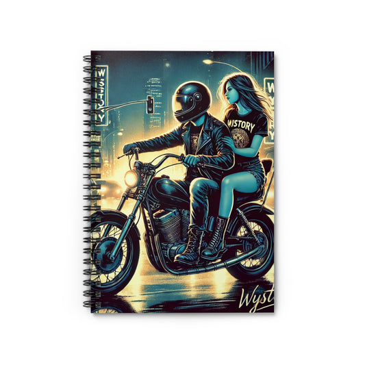Motorcycle Adventure Spiral Notebook - Ruled Line, Vintage Aesthetic