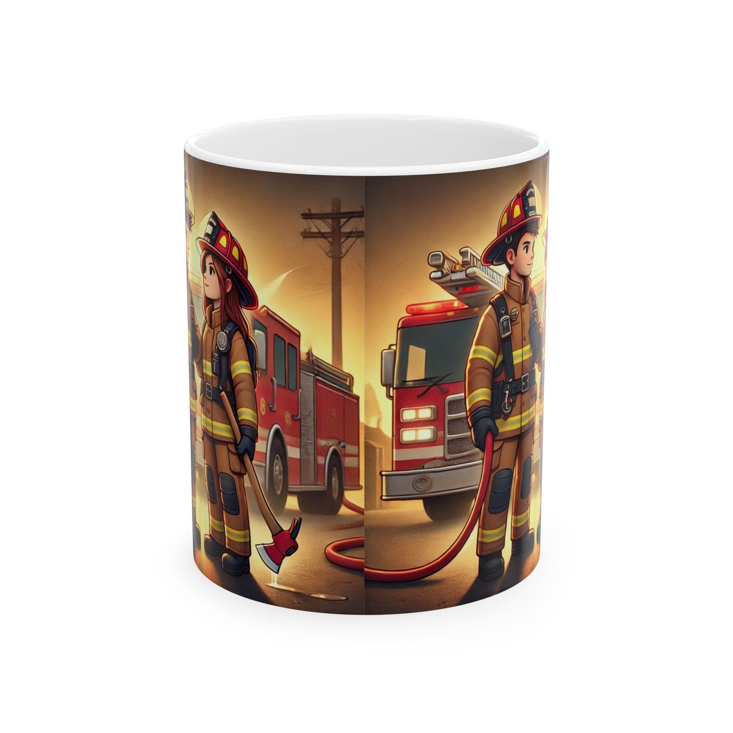 Heroic Firefighter Ceramic Mug - 11oz & 15oz