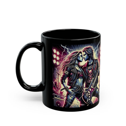 Forever Lovd Rocker Mug - 11oz & 15oz Black Coffee Cup for Music Lovers