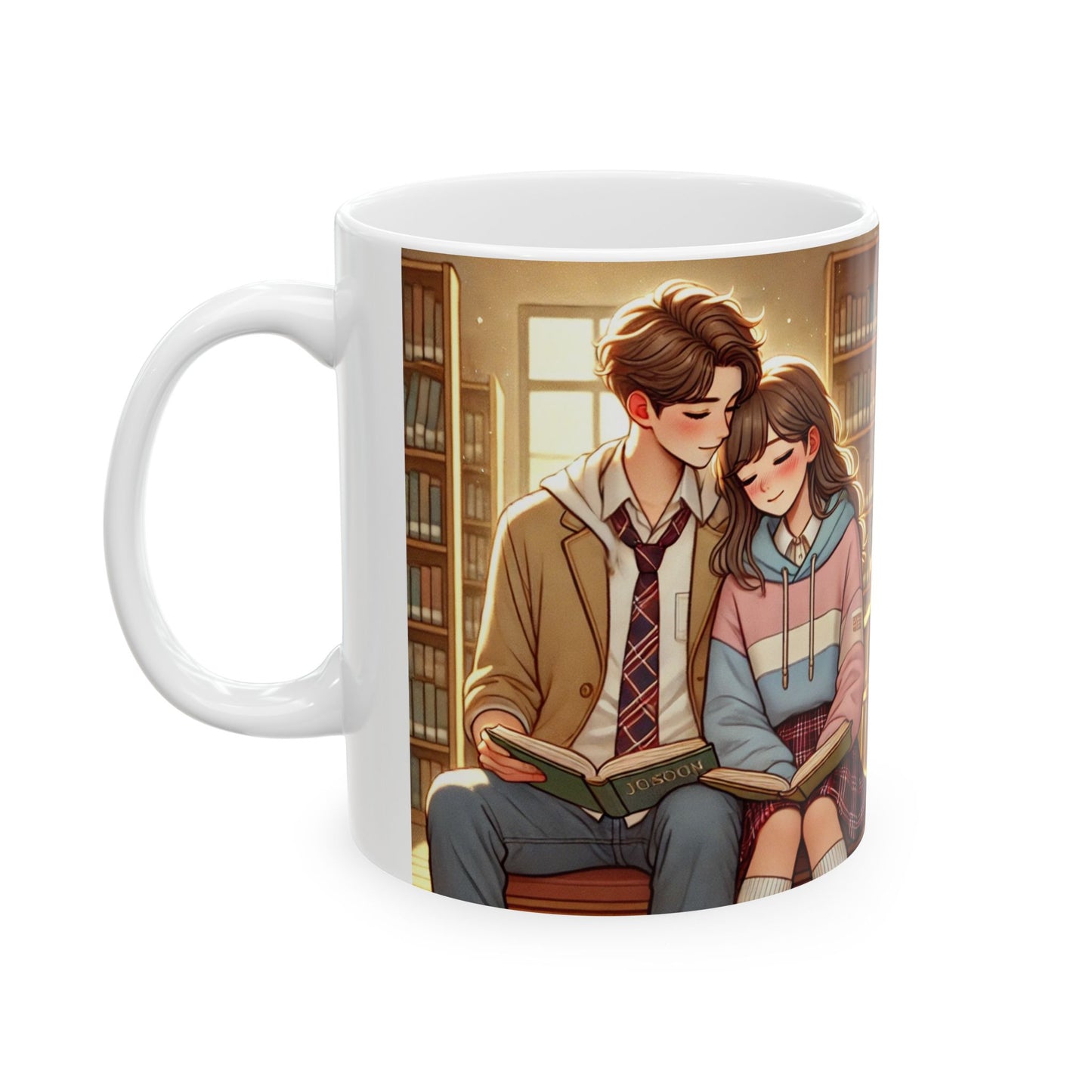 Cozy Book Lovers Ceramic Mug - Cute Library Scene - 11oz & 15oz