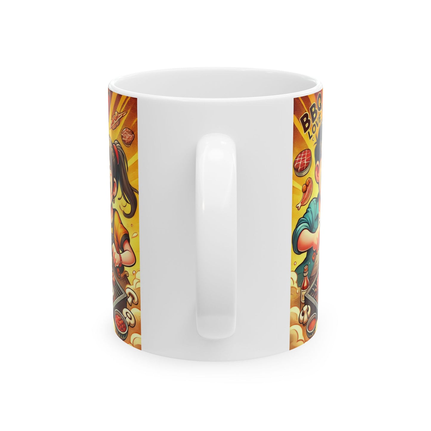 BBQ Love Ceramic Mug - Fun 11oz & 15oz Coffee Cup for Food Lovers
