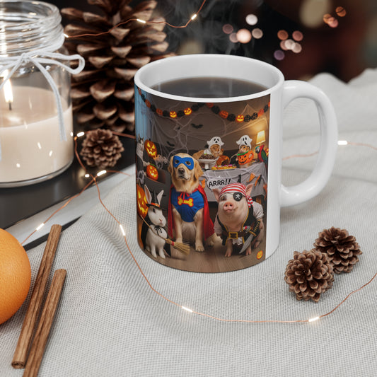 Halloween Pet-Themed Mug, Cute Animal Mug, Cat and Dog Lover Gift, Fall Decor, Trick or Treat Coffee Cup, Fun Holiday Mug