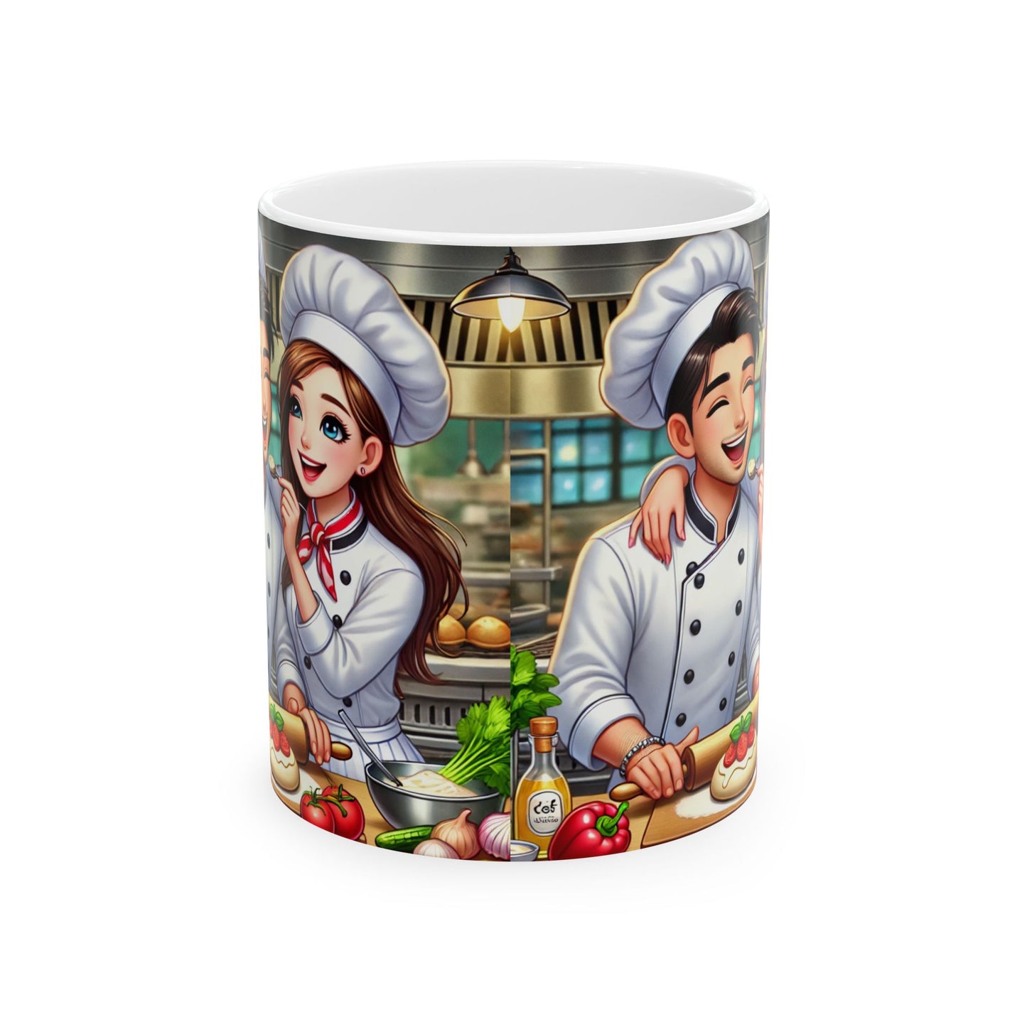 Chef's Love Ceramic Mug - Culinary Couple Design (11oz, 15oz)