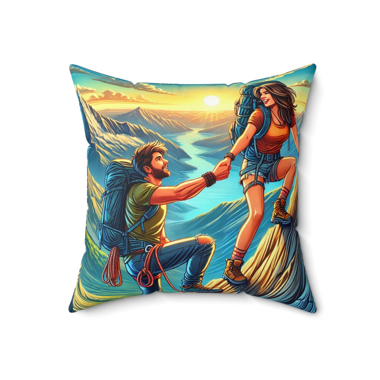 Adventure Seekers Square Pillow - 'Reach New Heights' Design
