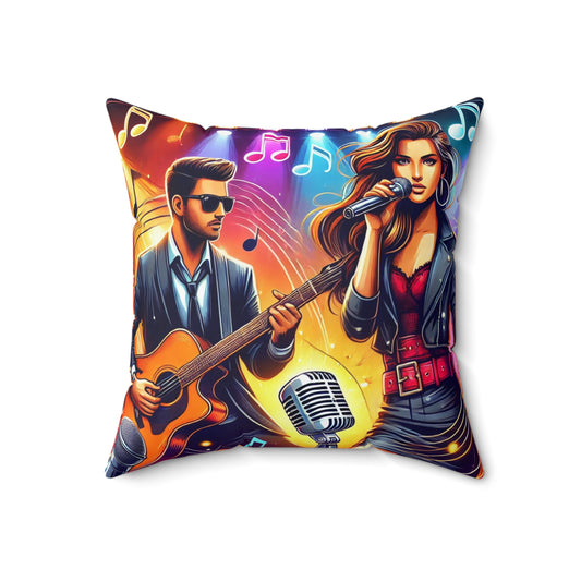 Musical Duo Decorative Pillow - Perfect for Home Decor or Music Lovers