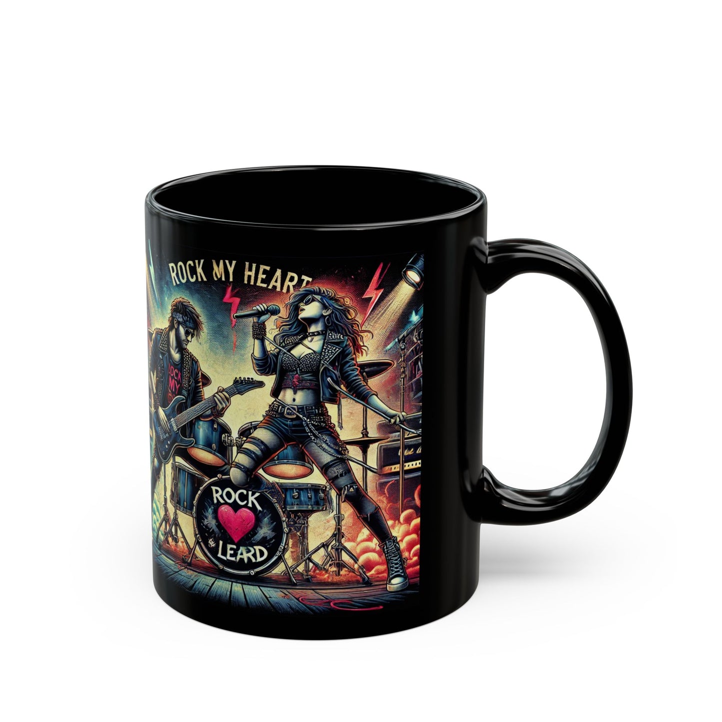 Rock My Heart Black Mug - 11oz & 15oz | Perfect Gift for Music Lovers