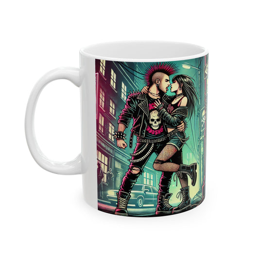 Retro Punk Art Ceramic Mug - 11oz & 15oz Options | Perfect Gift for Alternative Culture Enthusiasts