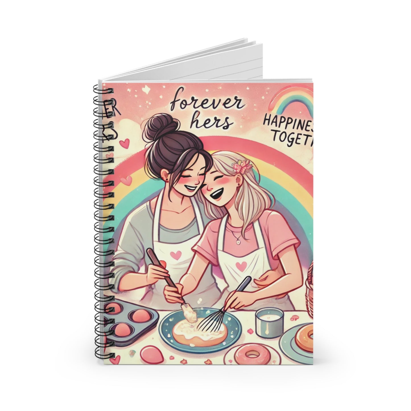 Forever Yours Spiral Notebook - Happiness Together Ruled Notebook for Couples