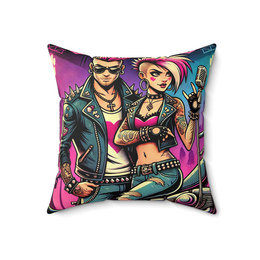 Cool Punk Rock Square Pillow - Stylish Decor for Music Lovers