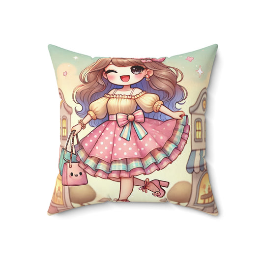 Kawaii Girl Decorative Pillow - Cozy Cute Home Accent