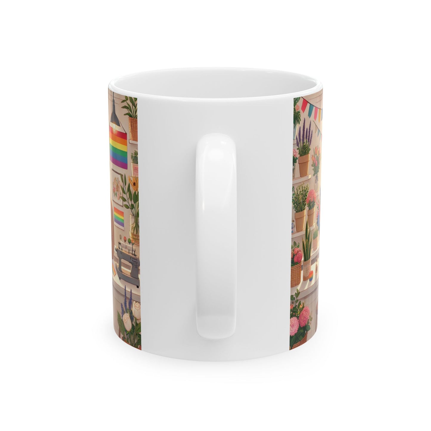 Floral Art Ceramic Mug - Colorful Flower Shop Design
