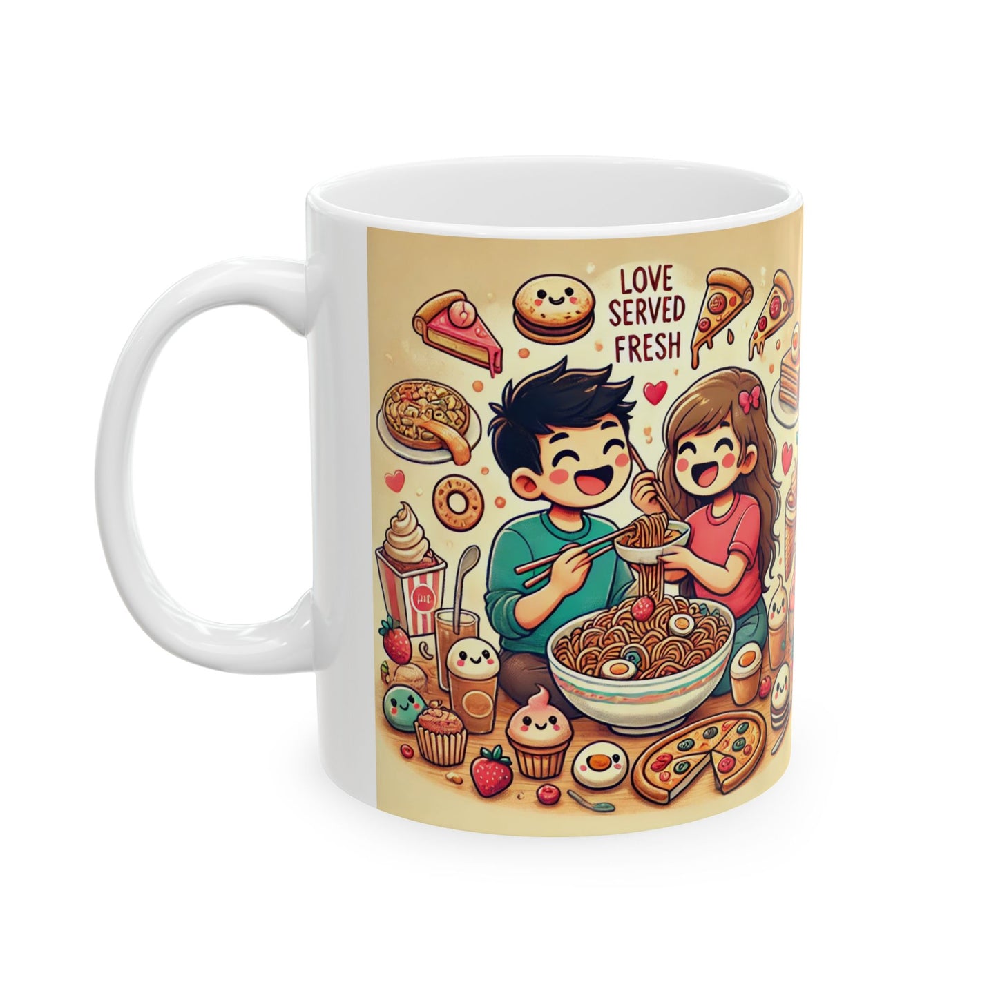Cute Foodie Love Ceramic Mug - Perfect Gift for Food Lovers & Couples