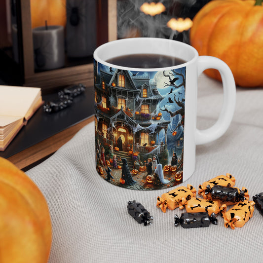 Halloween-Themed Ceramic Mug for Cozy Sips, Perfect for Fall Gatherings, Spooky Season, and Gift Giving