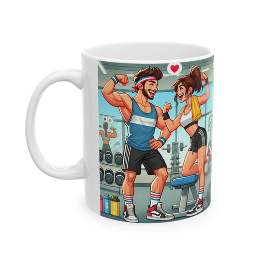 Fitness Lovers Ceramic Mug - Motivational Gym Scene - 11oz & 15oz