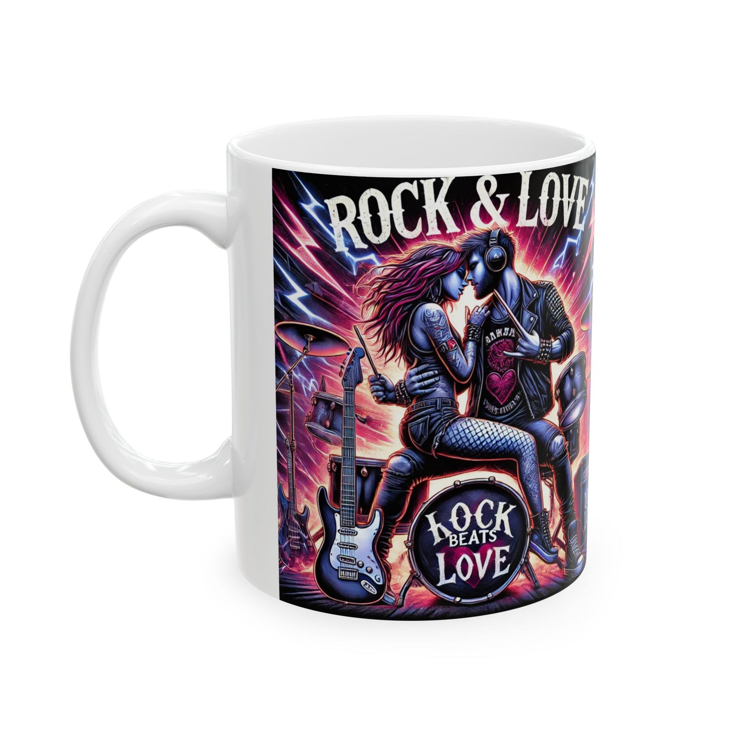 Rock & Love Ceramic Mug - 11oz/15oz - Perfect Gift for Music Lovers
