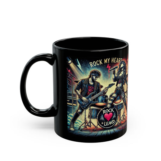 Rock My Heart Black Mug - 11oz & 15oz | Perfect Gift for Music Lovers
