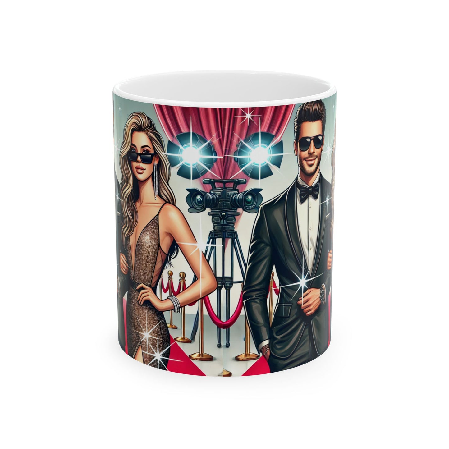 Star-Studded Ceramic Mug - Glamorous Movie Night Design
