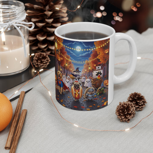 Halloween Dog-Themed Mug, Fun Autumn Sip, Gift for Dog Lovers, Cozy Fall Decor, Cute Pet Mug, 11oz Halloween Coffee Cup