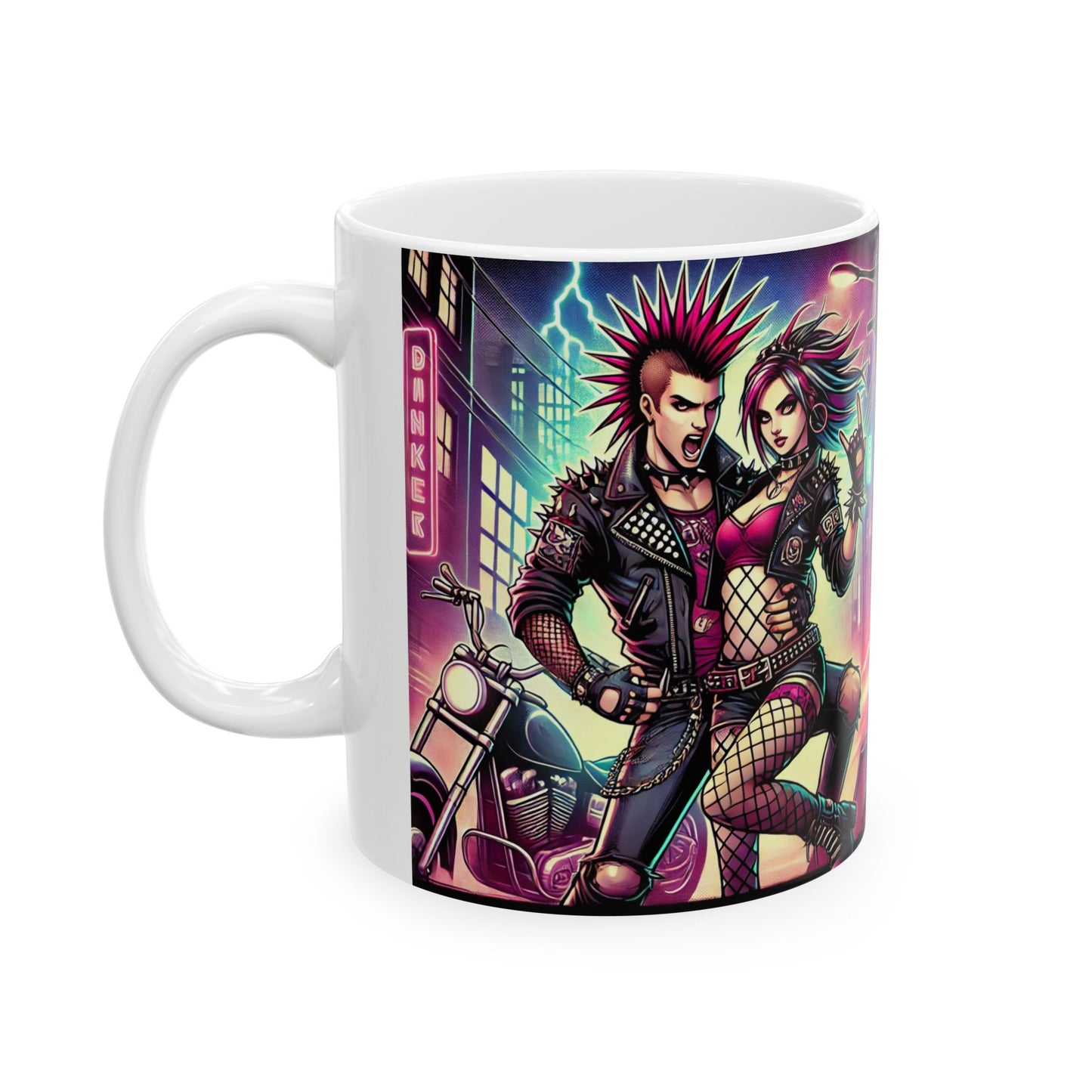 Punk Style Ceramic Mug - 11oz & 15oz - Perfect for Coffee Lovers and Rebel Spirits