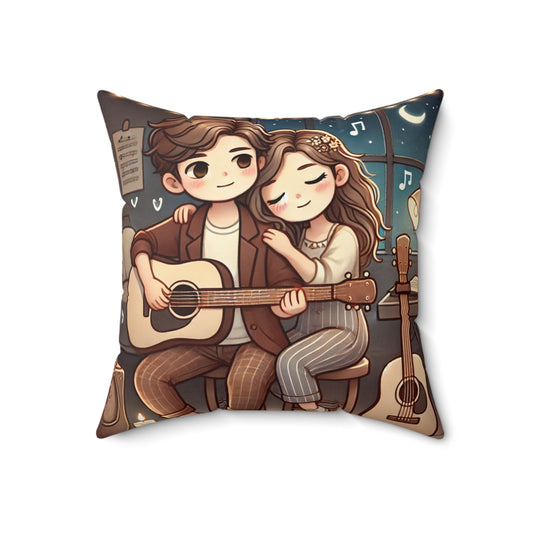 Cozy Couple's Square Pillow - Romantic Decor for Home